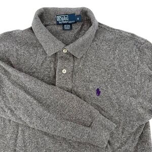 Polo Ralph Lauren Women's Small Long Sleeve Polo Shirt Heather Gray Purple Pony